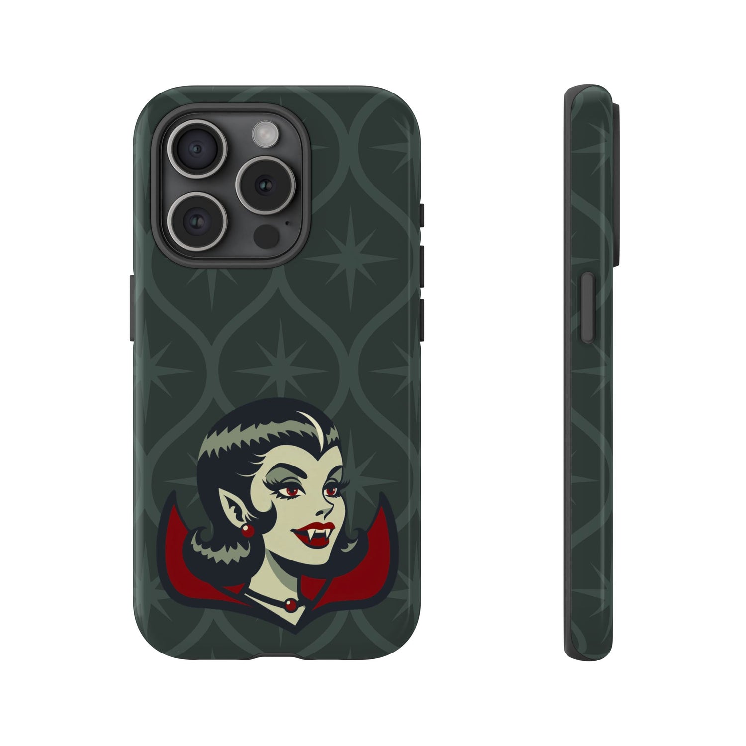 Vampire Dracula Girl Halloween Goth Horror Buff MCM Green Tough Phone Case