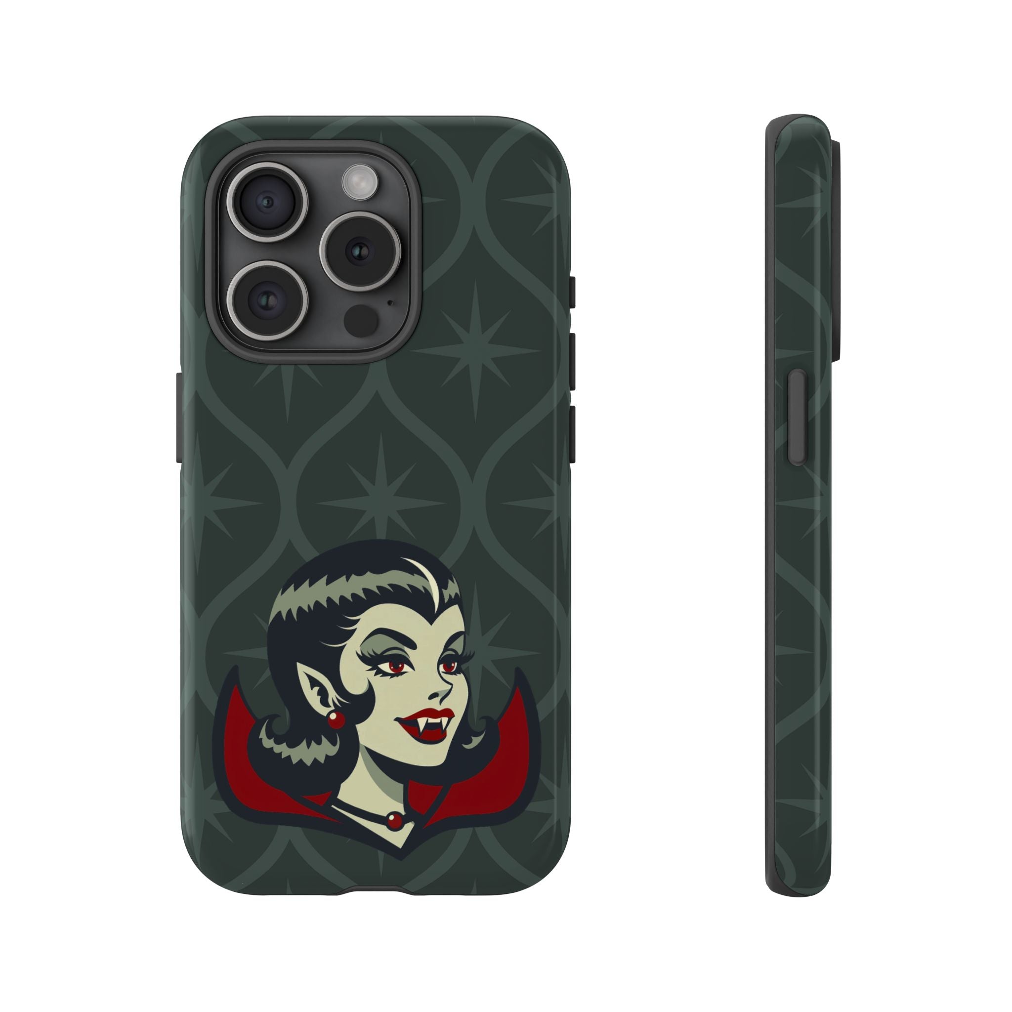 Vampire Dracula Girl Halloween Goth Horror Buff MCM Green Tough Phone Case