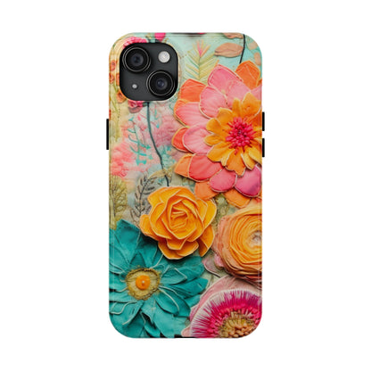 Boho Retro Floral Faux Pressed Flowers Smart Phone Tough Phone Cases