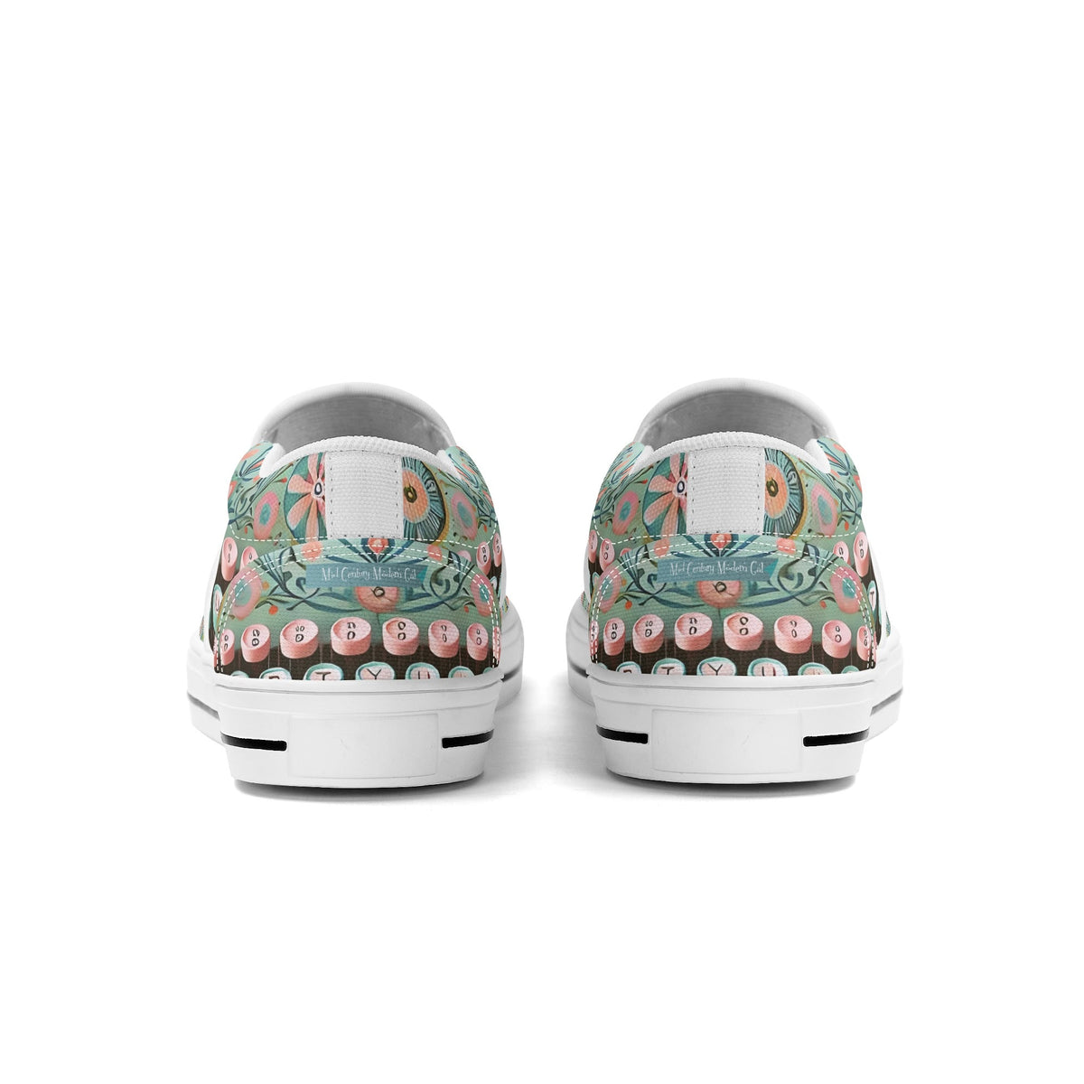 Funky Fun Quirky Retro Typewriter Groovy Mod Canvas Loafer Shoes WIth A Boho Flair - Mid Century Modern Gal