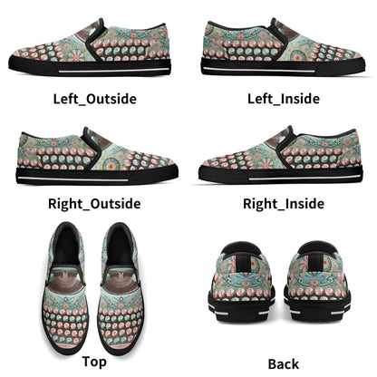 Funky Fun Quirky Retro Typewriter Groovy Mod Canvas Loafer Shoes WIth A Boho Flair - Mid Century Modern Gal