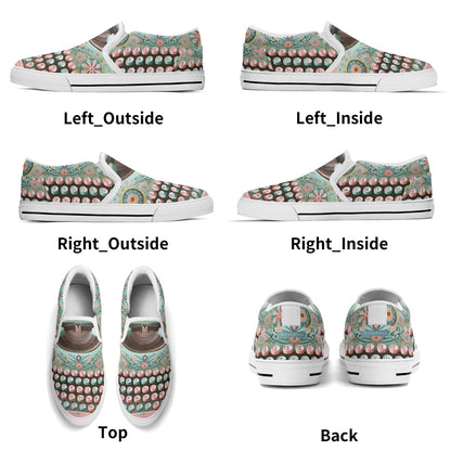 Funky Fun Quirky Retro Typewriter Groovy Mod Canvas Loafer Shoes WIth A Boho Flair - Mid Century Modern Gal