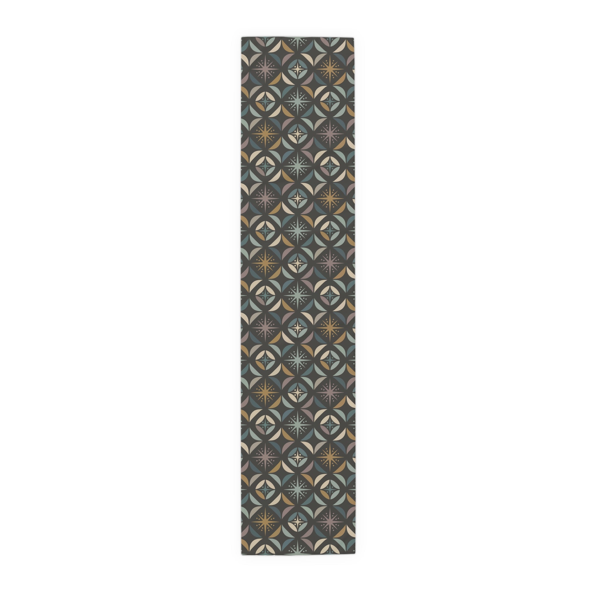 Mid Century Modern Elegant Gray Geometric Starburst Table Runner - Mid Century Modern Gal