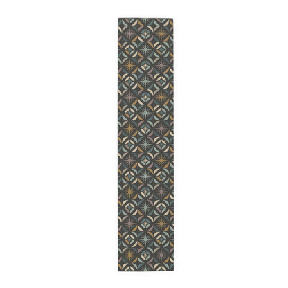 Mid Century Modern Elegant Gray Geometric Starburst Table Runner - Mid Century Modern Gal