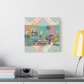 Mid-Century Modern Atomic Cat Kitschy Mod Living Room, Aqua, Pink, Starburst Original Art By MCM GAL - Mid Century Modern Gal