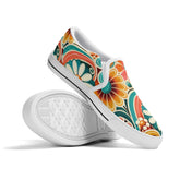 Flower Power Retro Groovy Mod Canvas Loafer Shoes With Kitschy Fun Mod Florals - Mid Century Modern Gal