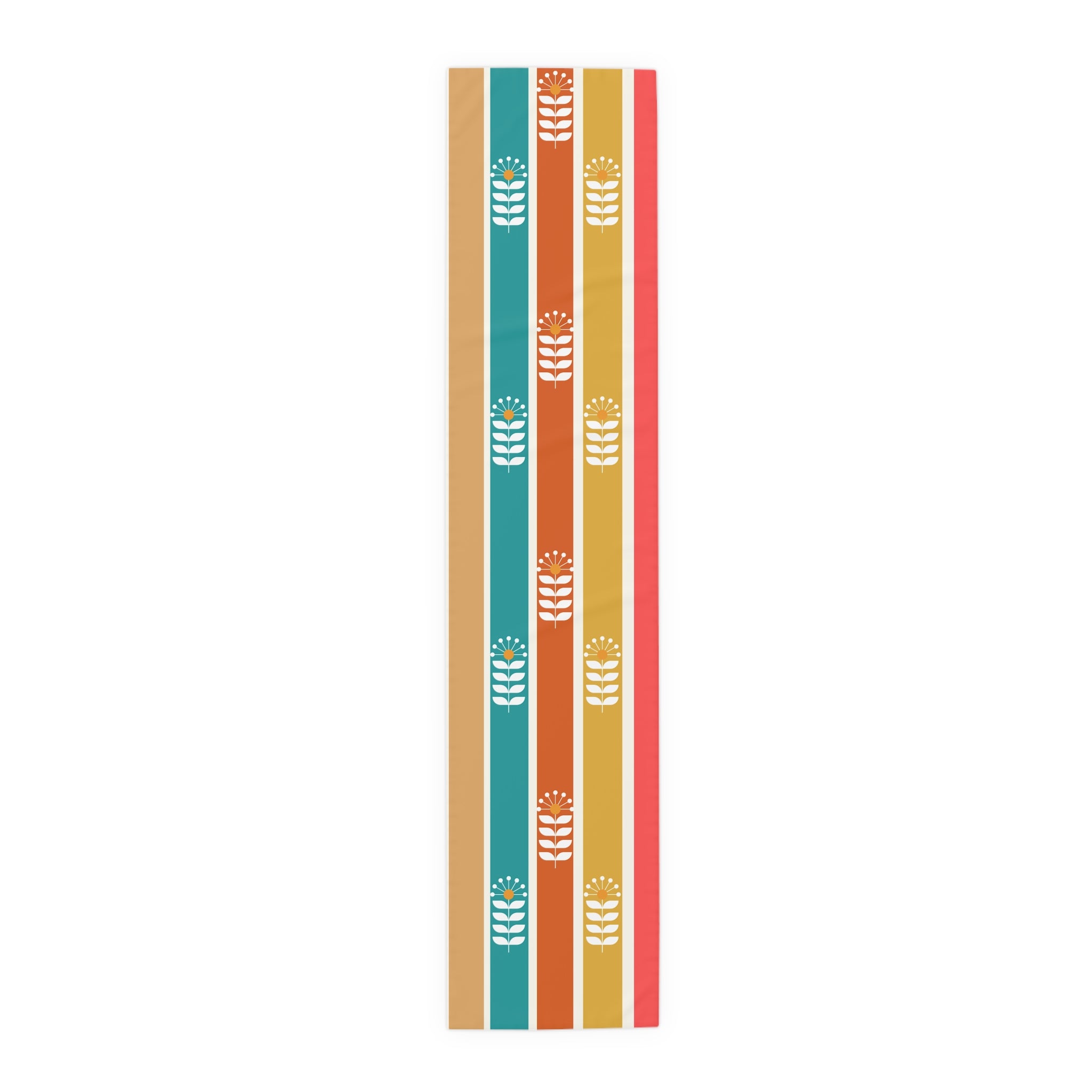 Retro Summer Scandinavian Boho Floral Table Runner - Mid Century Modern Gal