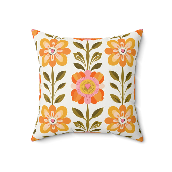 Scandinavian Mid Century Modern Vintage Floral Decorative Pillow