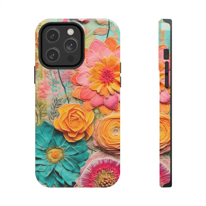 Boho Retro Floral Faux Pressed Flowers Smart Phone Tough Phone Cases