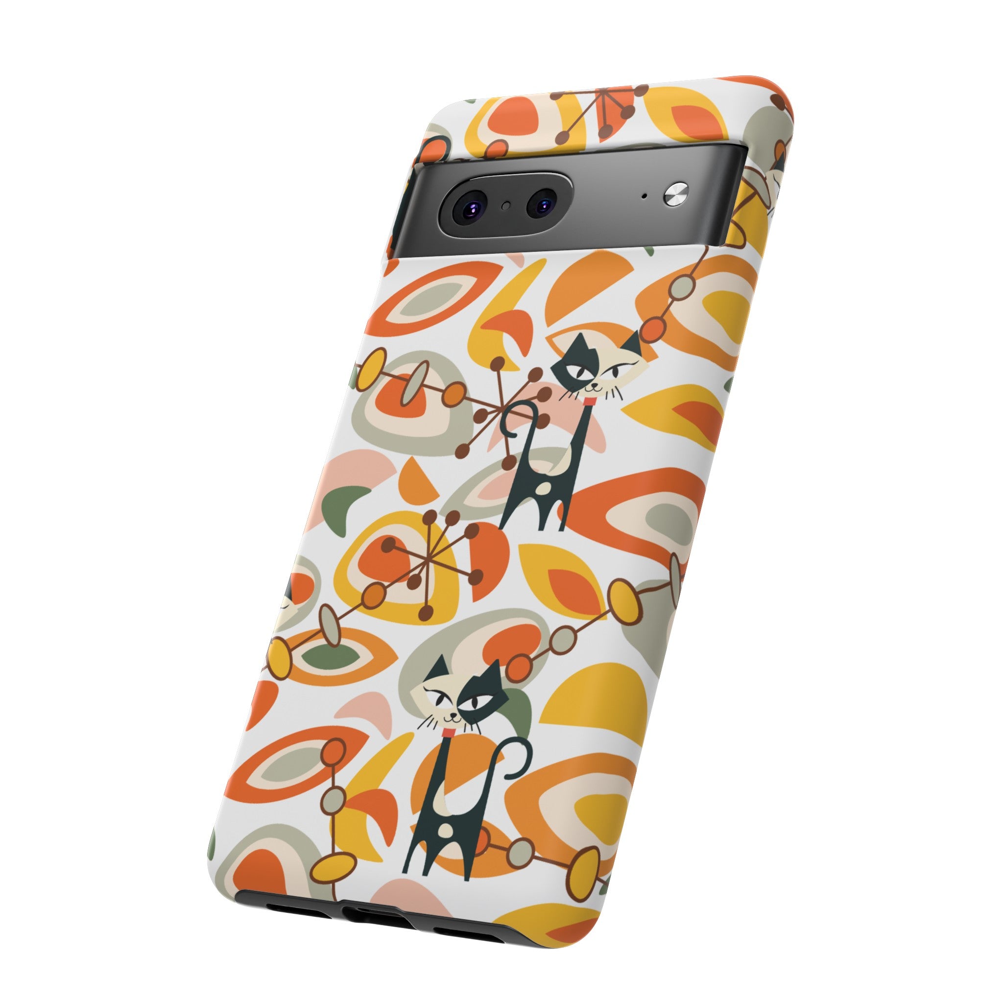 Atomic Cat Mid Mod Orange, Yellow, Groovy Cat Smart Phone Tough Cases