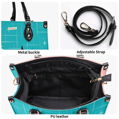 Mid Century Modern Gal Signature Handbag, Atomic Cat, Atomic Kitschy Handbag, Shoulder Bag Teal, Pink - Mid Century Modern Gal
