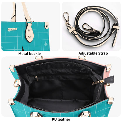 Mid Century Modern Gal Signature Handbag, Atomic Cat, Atomic Kitschy Handbag, Shoulder Bag Teal, Pink - Mid Century Modern Gal
