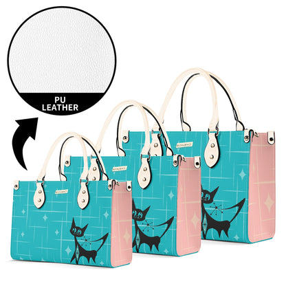 Mid Century Modern Gal Signature Handbag, Atomic Cat, Atomic Kitschy Handbag, Shoulder Bag Teal, Pink - Mid Century Modern Gal