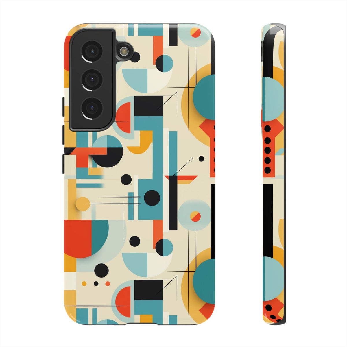 Bauhaus Designed Mid Mod Geometric Groovy Smart Phone, iPhone, Samsung Compatible Tough Cases - Mid Century Modern Gal