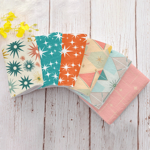 Atomic Starbursts, Mid Century Modern Designed Kitchen Bath Hand Towels
