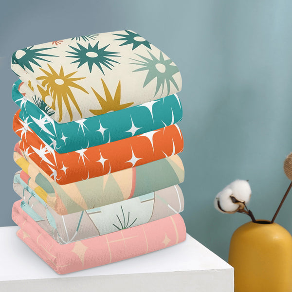 Atomic Starbursts, Mid Century Modern Designed Kitchen Bath Hand Towels