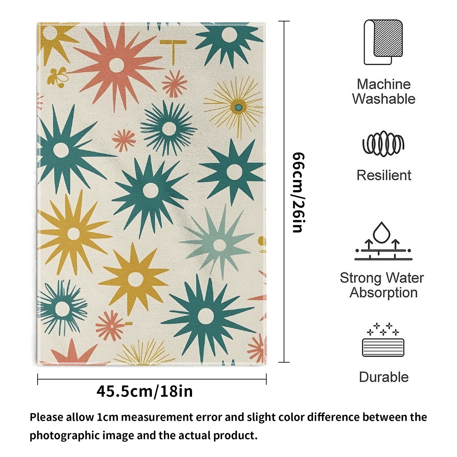 Atomic Starbursts, Mid Century Modern Designed Kitchen Bath Hand Towels - Mid Century Modern Gal