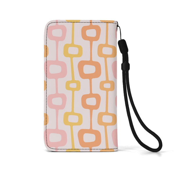 Atomic Cat Mid Mod Pink Orange Yellow Phone Flip Case Wristlet