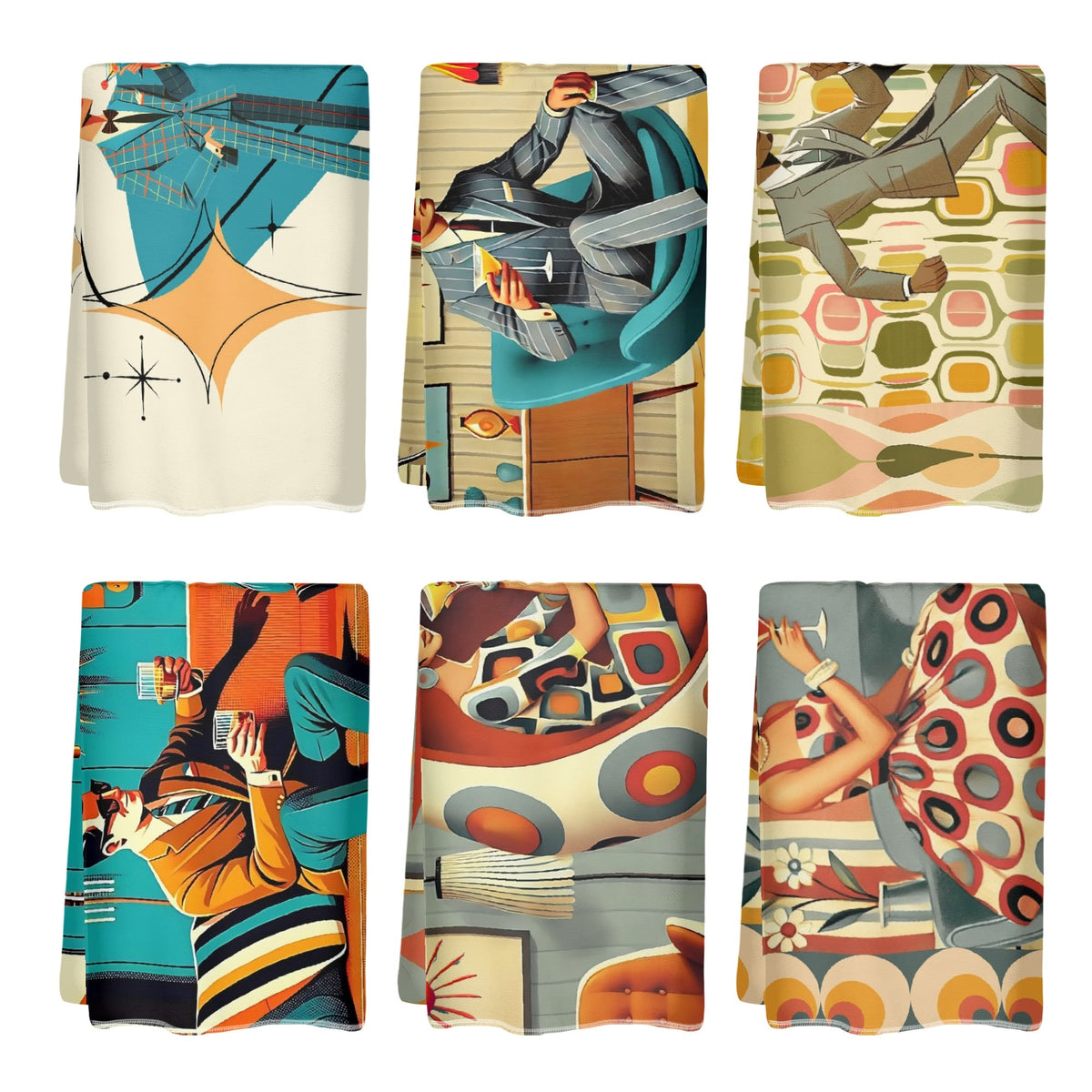 Mid Century Modern Bar Towels, All Inclusive, Mid Mod Kitschy MCM Barware - Mid Century Modern Gal