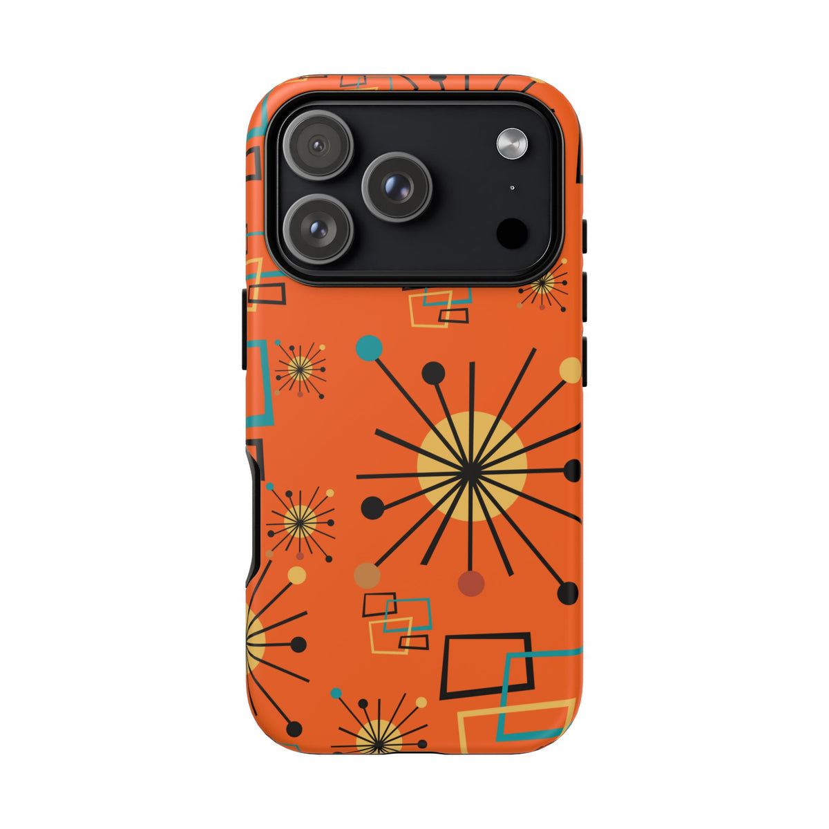 Mid Century Modern Sinatra Orange, Starburst, Geometric Funky Fun Tough Phone Case