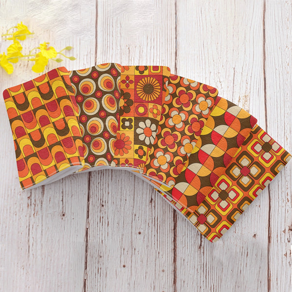 Retro Groovy Mod 60s 70s Mid Century Modern Designed Kitchen Bath Hand Towels