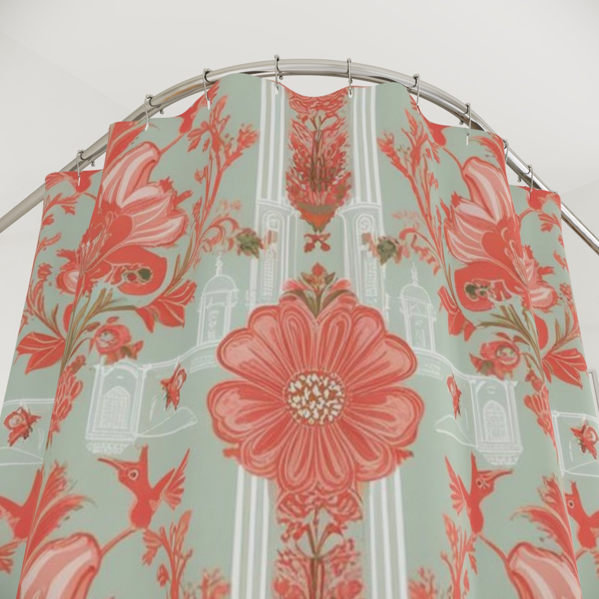 Chinoiserie Floral Elegance Shower Curtain - Vintage Inspired Design for a Chic Bathroom - Mid Century Modern Gal