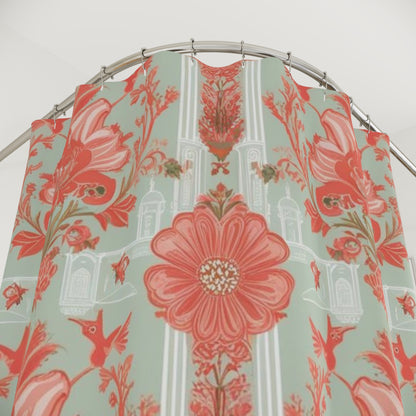 Chinoiserie Floral Elegance Shower Curtain - Vintage Inspired Design for a Chic Bathroom - Mid Century Modern Gal