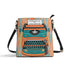 Atomic Cat Retro Typewriter Bucket Shoulder Bag, Funny, I Work Hard So My Cat Can Have A Better Life  Fashion Bag, Orange, Teal Reversible Design By MCM Gal, Mid Century Mod Kitschy Trendy Purse - Mid Century Modern Gal