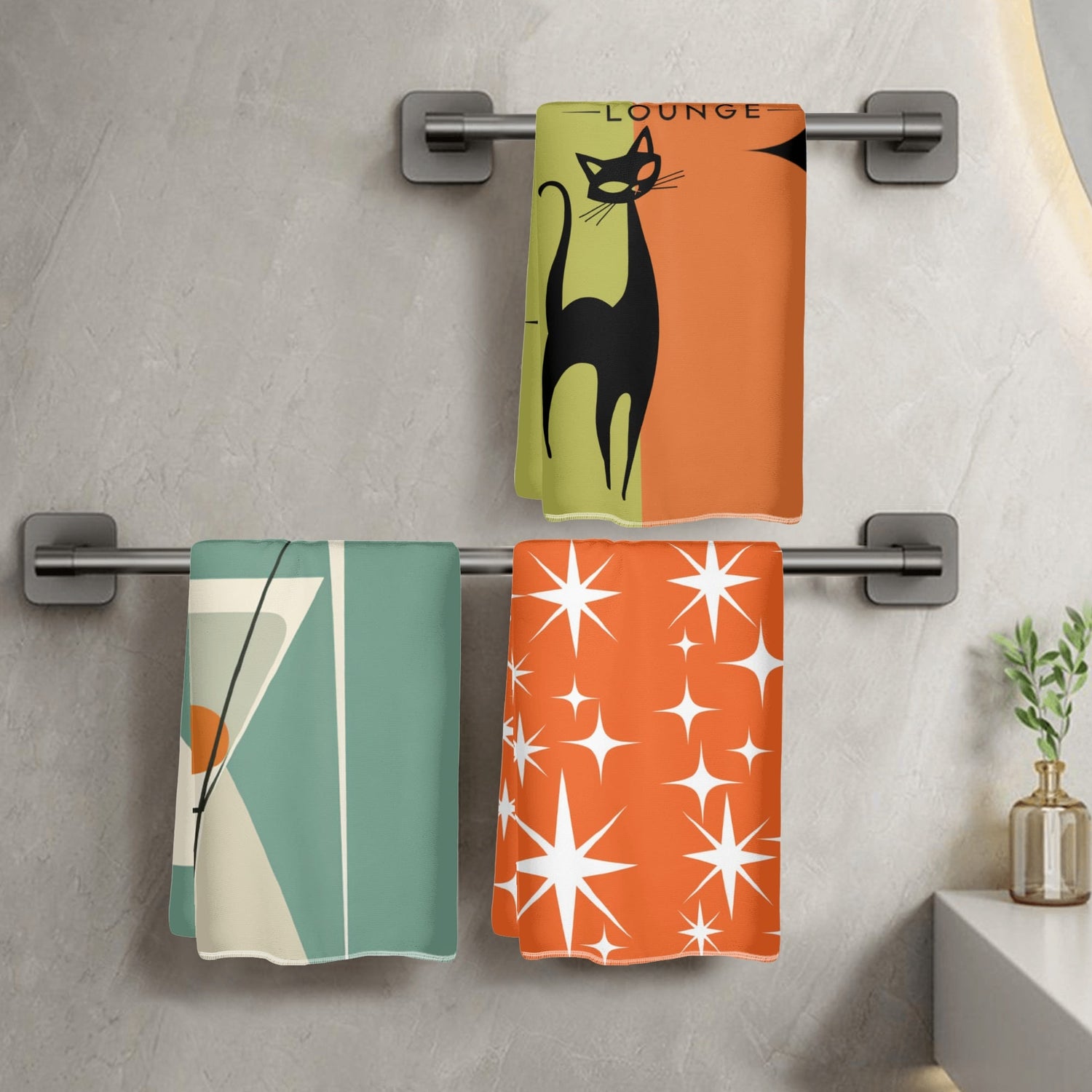 Mid Century Modern Barware Kitschy Mod Hand Towels For Home Bar - Mid Century Modern Gal