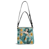 Retro Mermaid Cocktail Lounge Shoulder Bag, Atomic 50s Fashion Bag,  Teal Reversible Design By MCM Gal, Mid Century Mod Kitschy Trendy Purse - Mid Century Modern Gal