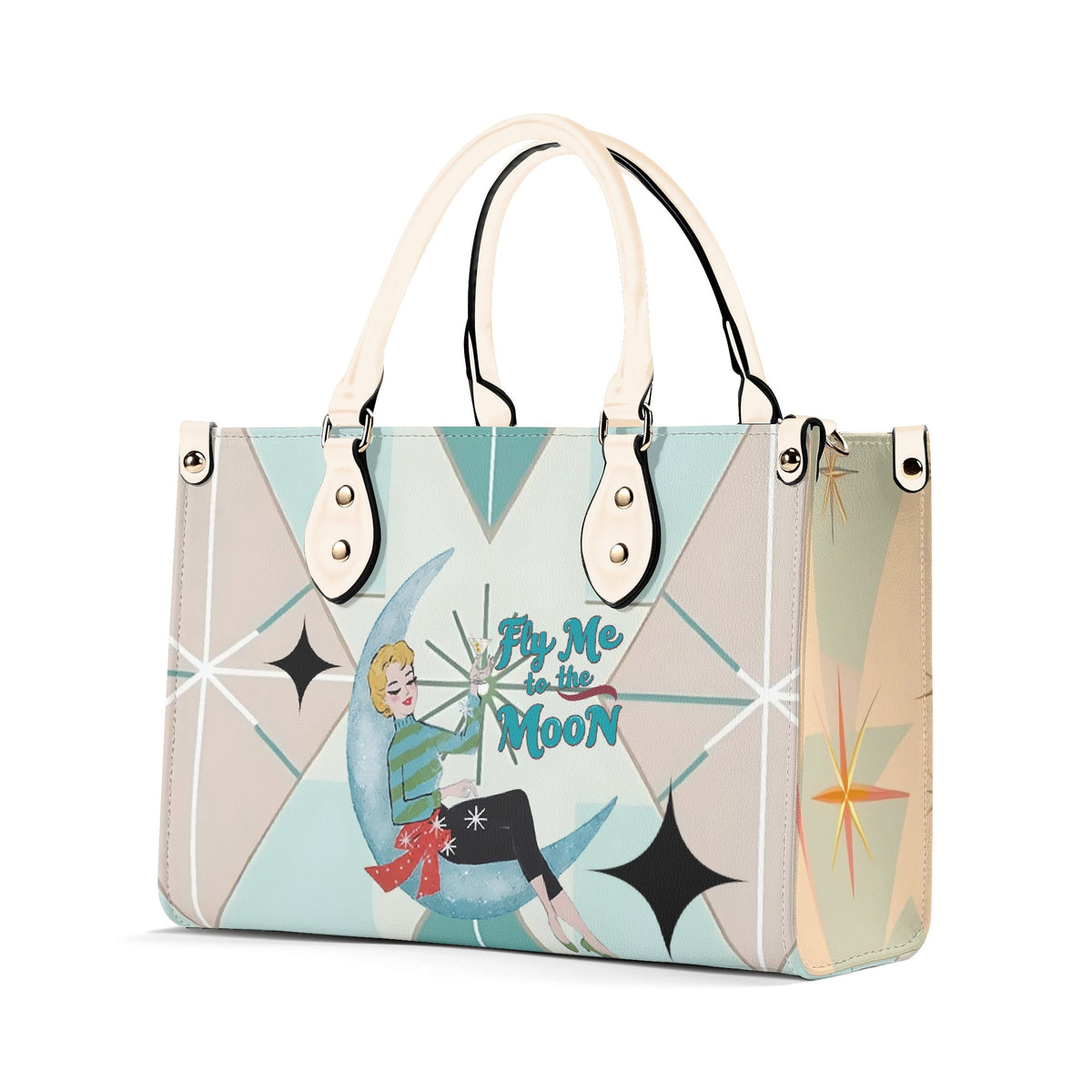 Fly Me To The Moon, Kitschy Mod Martini Gal, Mid Century Modern Gal Signature Handbag, Shoulder Bag - Mid Century Modern Gal