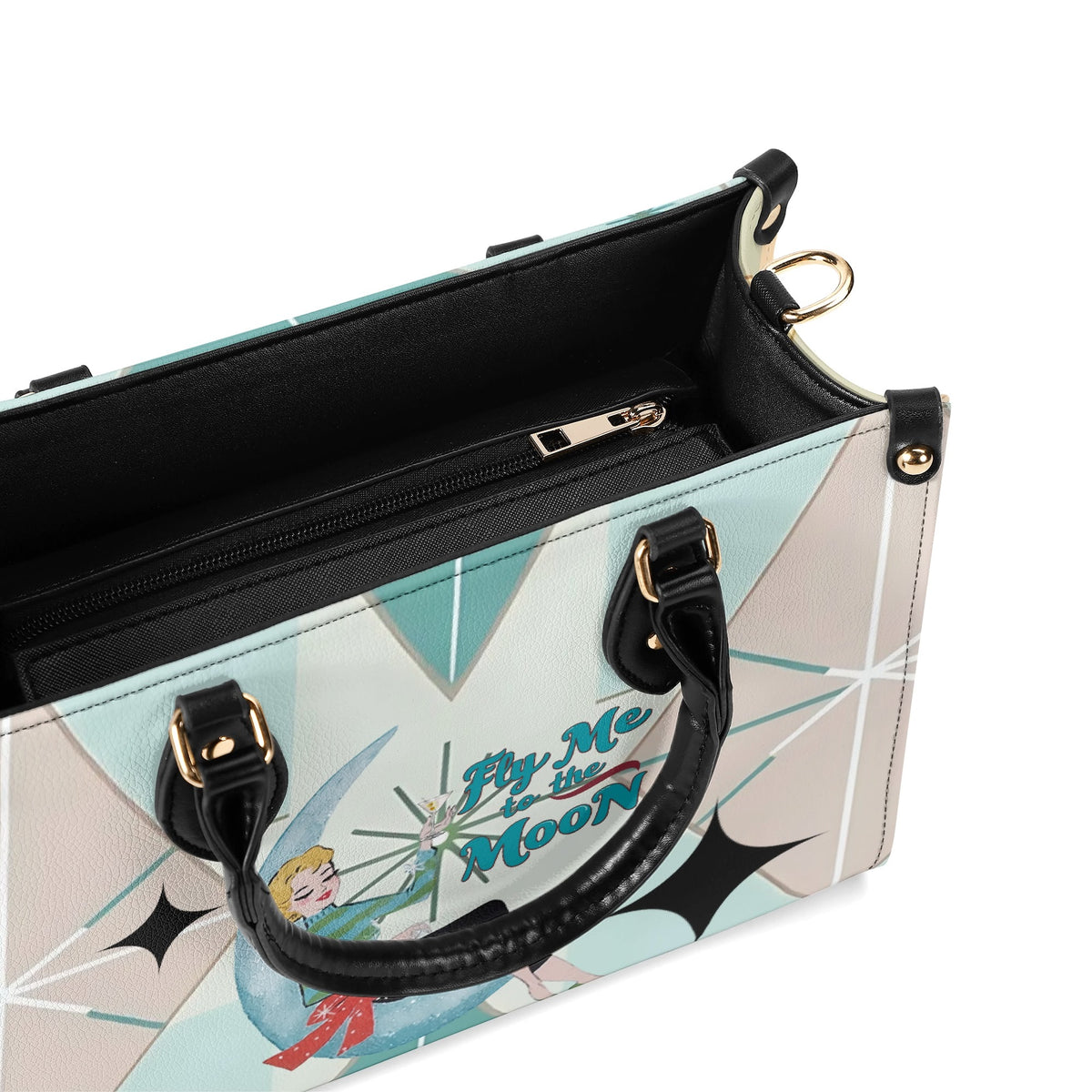Fly Me To The Moon, Kitschy Mod Martini Gal, Mid Century Modern Gal Signature Handbag, Shoulder Bag - Mid Century Modern Gal