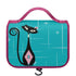 Atomic Cat, Pink, Teal Mid Century Modern Retro Kitschy Fun Toiletry Cosmetic Travel Bag - Mid Century Modern Gal