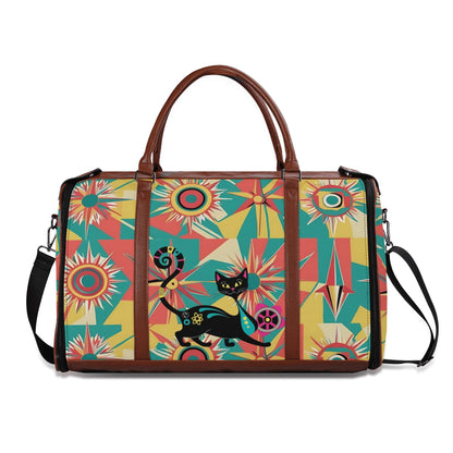 Retro Atomic Groovy Cat, Mid Century Modern Travel Bag, Foldable Duffle Bag - Mid Century Modern Gal