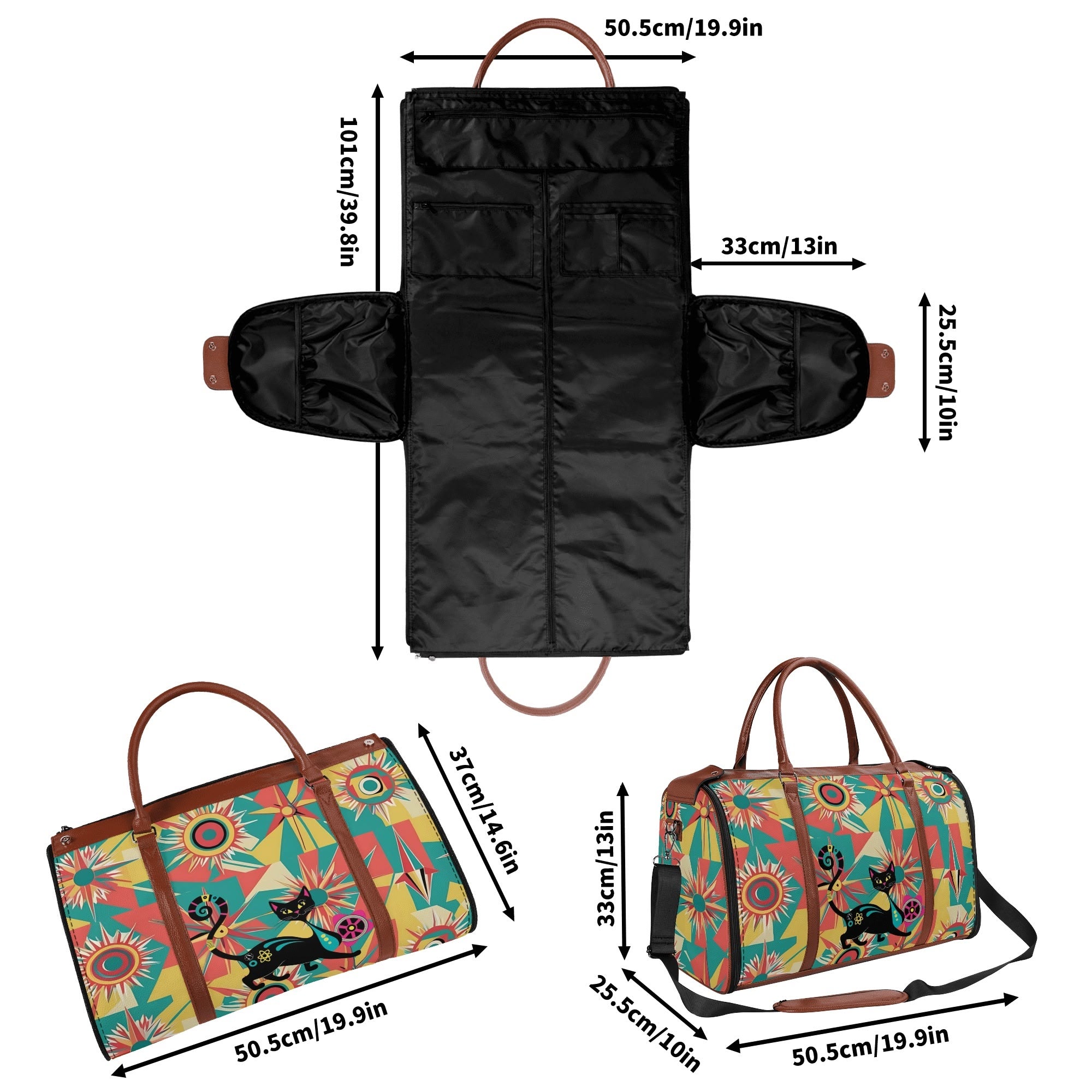 Retro Atomic Groovy Cat, Mid Century Modern Travel Bag, Foldable Duffle Bag - Mid Century Modern Gal