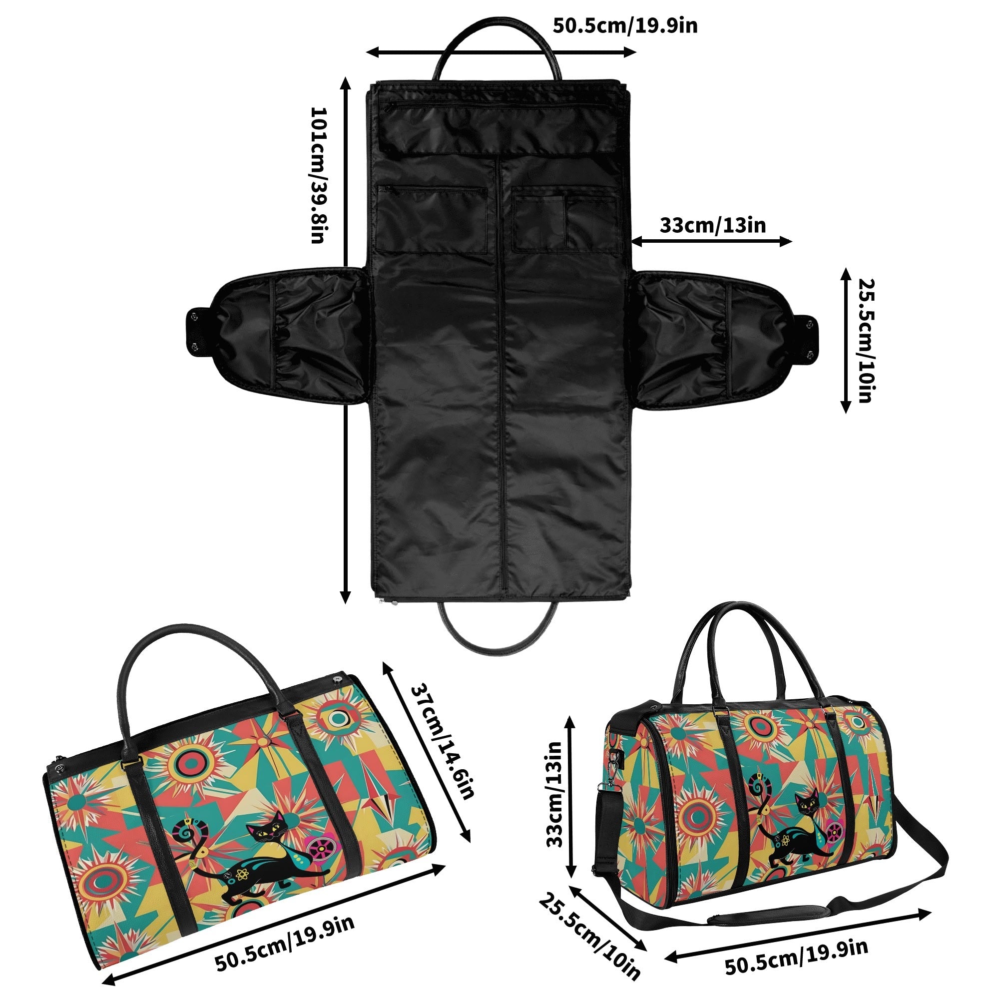 Retro Atomic Groovy Cat, Mid Century Modern Travel Bag, Foldable Duffle Bag - Mid Century Modern Gal
