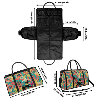 Retro Atomic Groovy Cat, Mid Century Modern Travel Bag, Foldable Duffle Bag - Mid Century Modern Gal