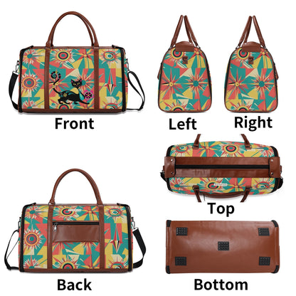 Retro Atomic Groovy Cat, Mid Century Modern Travel Bag, Foldable Duffle Bag - Mid Century Modern Gal