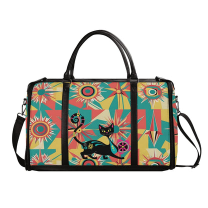 Retro Atomic Groovy Cat, Mid Century Modern Travel Bag, Foldable Duffle Bag - Mid Century Modern Gal