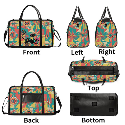 Retro Atomic Groovy Cat, Mid Century Modern Travel Bag, Foldable Duffle Bag - Mid Century Modern Gal