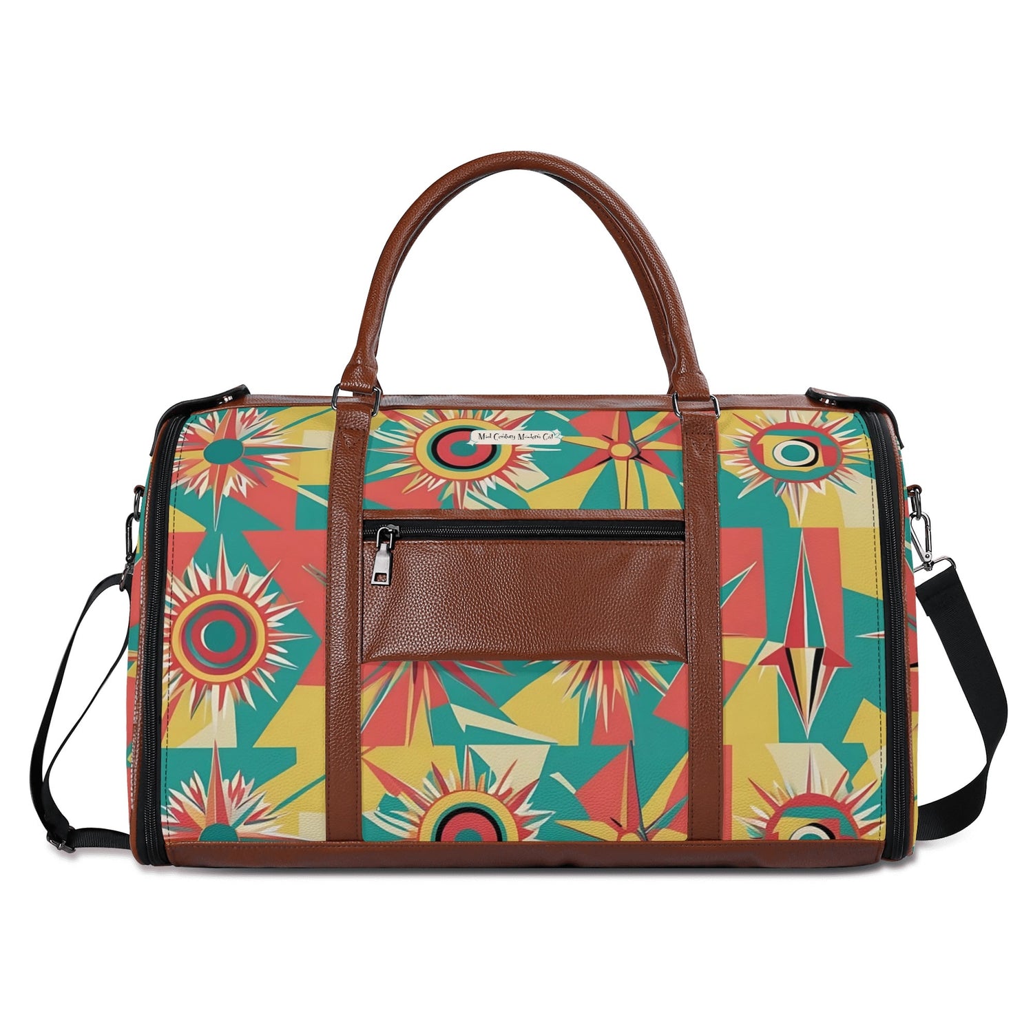 Retro Atomic Groovy Cat, Mid Century Modern Travel Bag, Foldable Duffle Bag - Mid Century Modern Gal