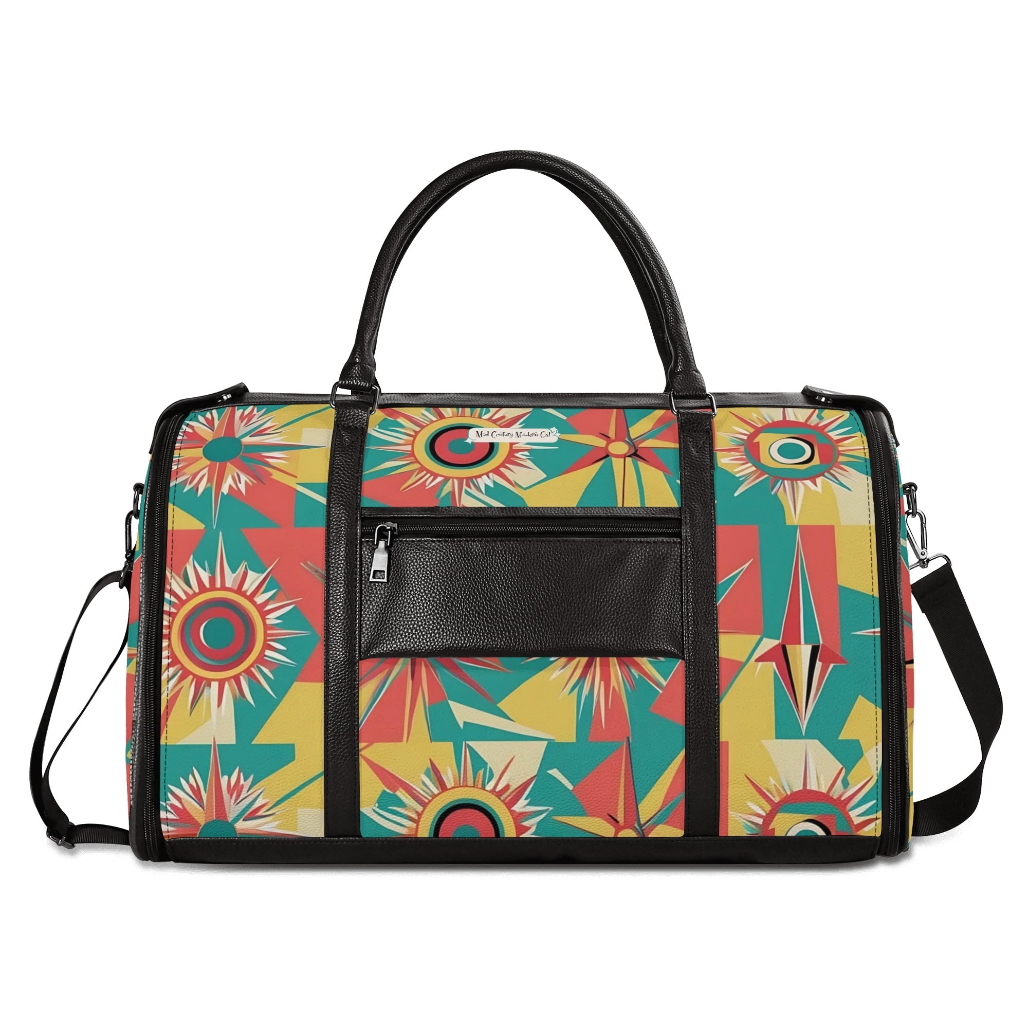 Retro Atomic Groovy Cat, Mid Century Modern Travel Bag, Foldable Duffle Bag - Mid Century Modern Gal