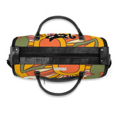 Retro Rays Of Groovy Sunshine, Atomic Cat Flower Power Foldable Travel Duffel Bag - Mid Century Modern Gal