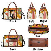 Retro Rays Of Groovy Sunshine, Atomic Cat Flower Power Foldable Travel Duffel Bag - Mid Century Modern Gal