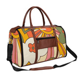 Retro Rays Of Groovy Sunshine, Atomic Cat Flower Power Foldable Travel Duffel Bag - Mid Century Modern Gal