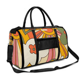 Retro Rays Of Groovy Sunshine, Atomic Cat Flower Power Foldable Travel Duffel Bag - Mid Century Modern Gal