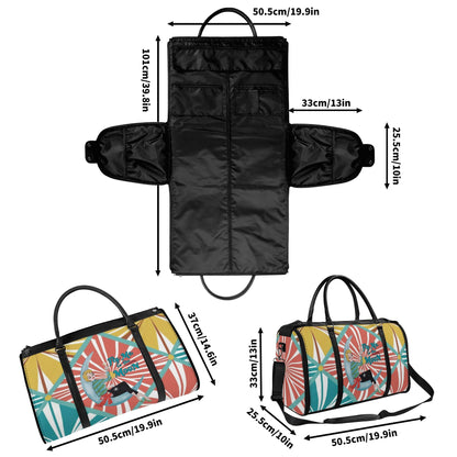 Mid Century Modern Travel Bag, Atomic Kitschy Cat, Retro Funky Fun Duffle Bag Foldable Travel Bag - Mid Century Modern Gal