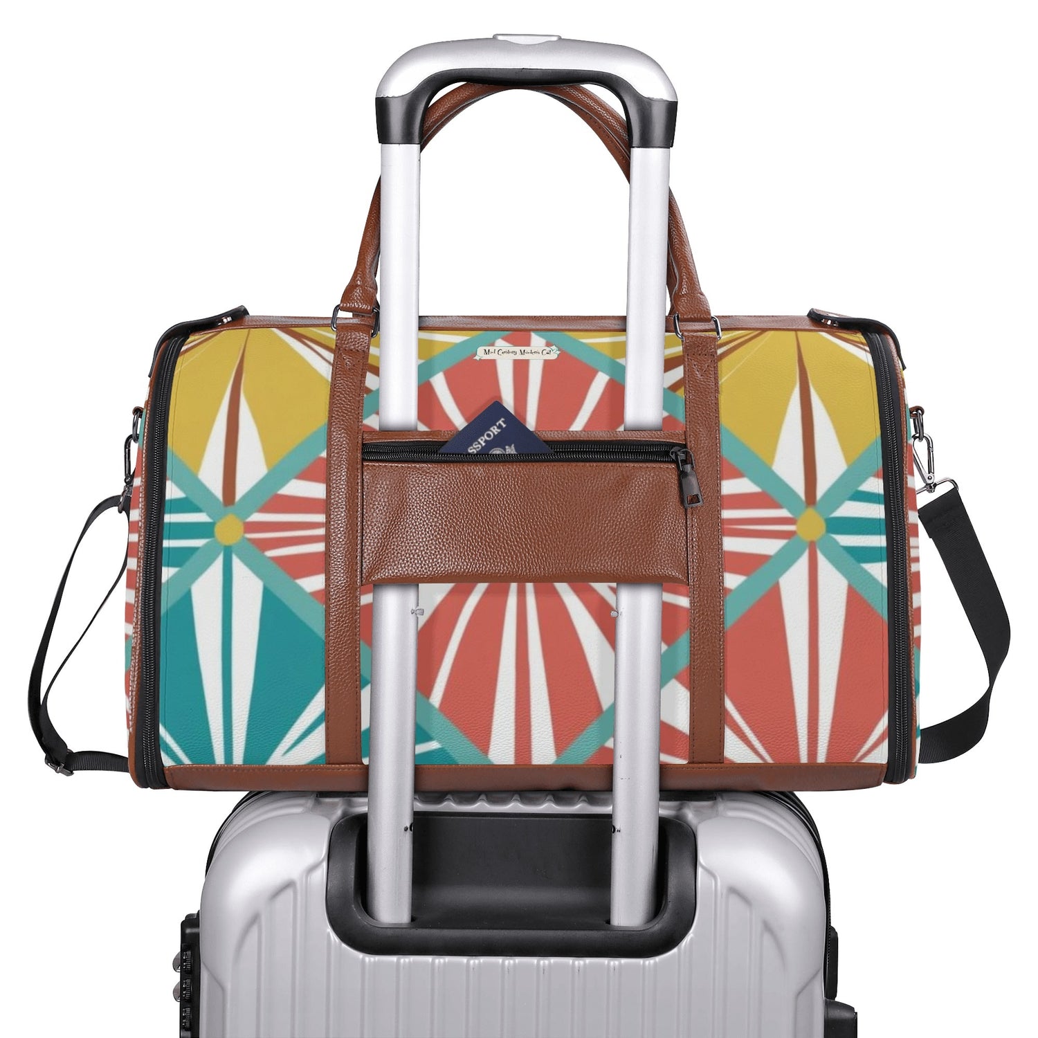 Mid Century Modern Travel Bag, Atomic Kitschy Cat, Retro Funky Fun Duffle Bag Foldable Travel Bag - Mid Century Modern Gal