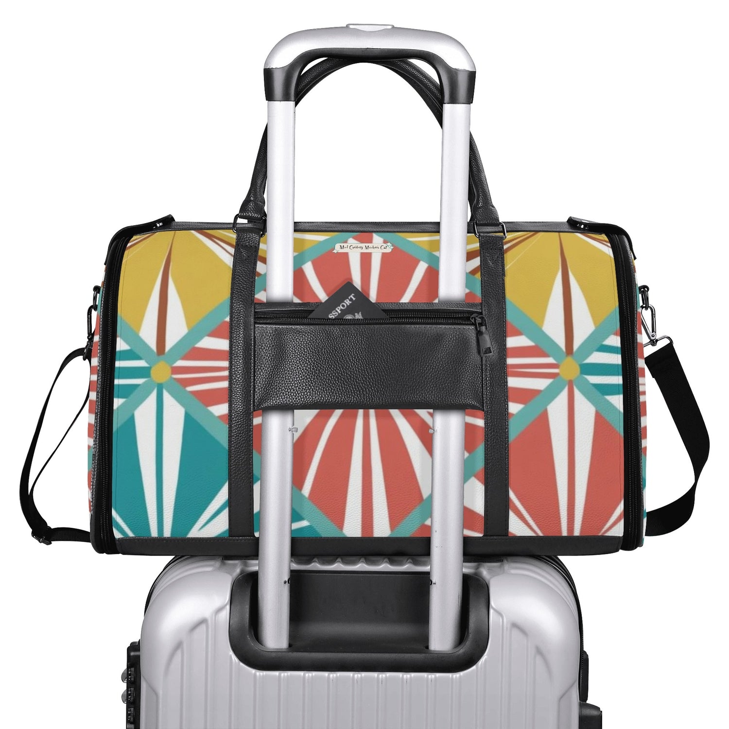 Mid Century Modern Travel Bag, Atomic Kitschy Cat, Retro Funky Fun Duffle Bag Foldable Travel Bag - Mid Century Modern Gal
