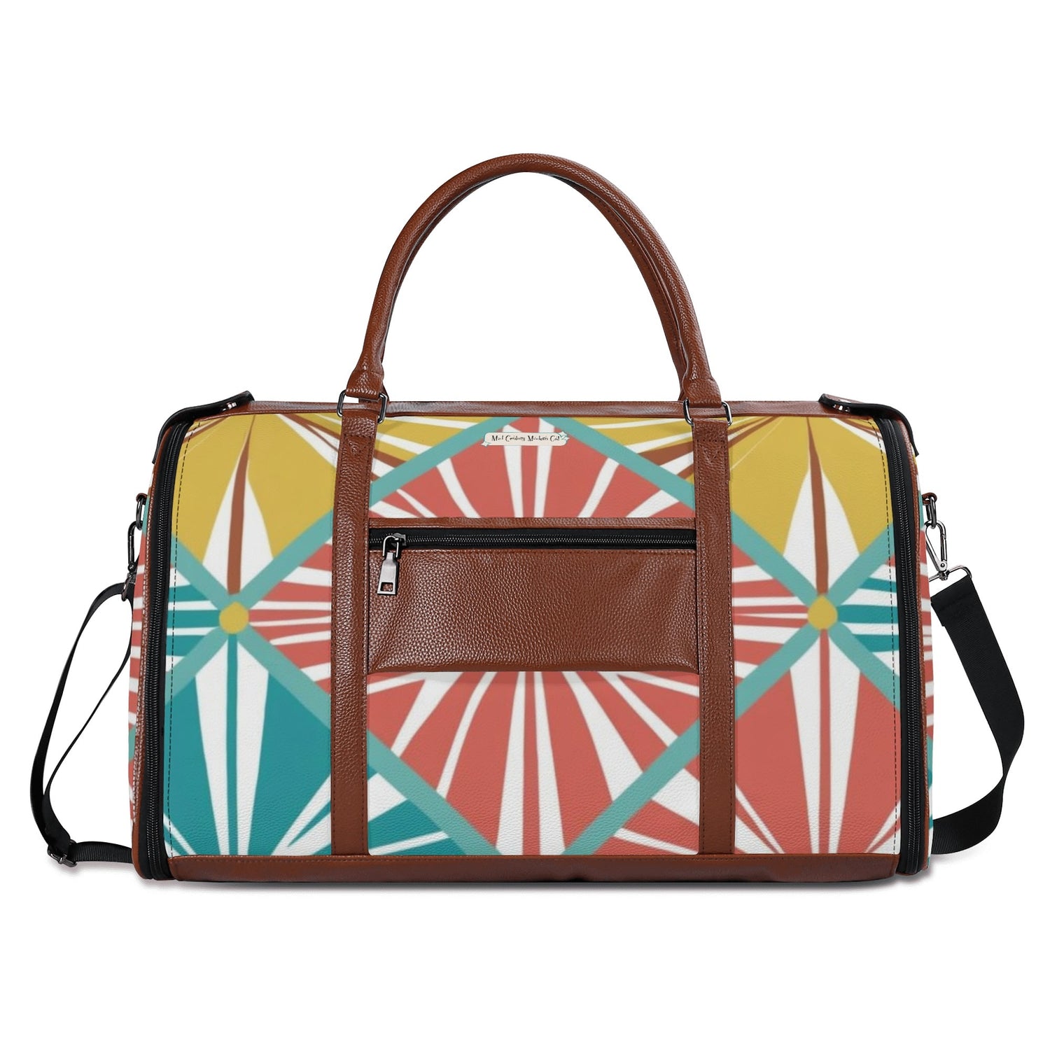 Mid Century Modern Travel Bag, Atomic Kitschy Cat, Retro Funky Fun Duffle Bag Foldable Travel Bag - Mid Century Modern Gal